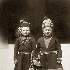 ELLIS ISLAND: GIRLS, c1910. Portrait of Sami girls from Lapland at Ellis Island