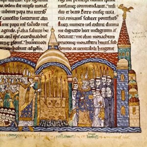 FRANCE: CLUNY, 1095. Left: While on his way to Clermont, France, to proclaim the