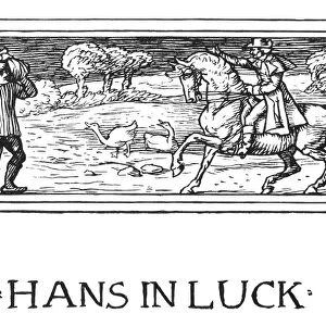 GRIMM: HANS IN LUCK. Drawing by Walter Crane (1845-1915) for the fairy tale by