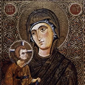 MADONNA ICON. Mosaic icon with the Virgin and Child, early 13th century, at St. Catherines Monastery, Sinai
