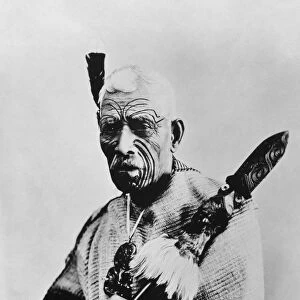 MAORI MAN, c1910. Portrait of a Maori man. Photograph, c1910