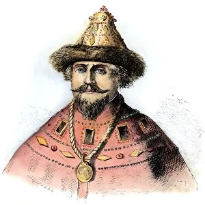 MICHAEL ROMANOV (1596-1645). Russian czar, 1613-45. Colored engraving, 19th century