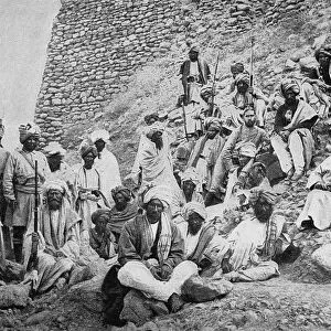 PAKISTAN: PASHTUN, c1897. Chief and leaders of the Afridi, a Pashtun tribe, near