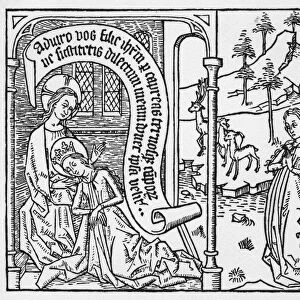 SONG OF SONGS, c1470. The Sleeping Bride. Woodcut from a Dutch block-book of the Song of Songs