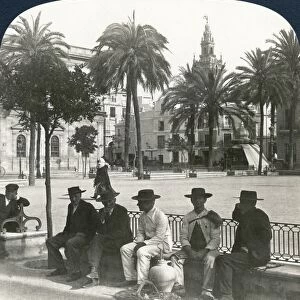 SPAIN: SEVILLE, c1908. Plaza San Fernando - a typical square in old Seville