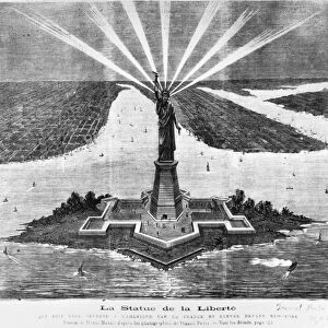 STATUE OF LIBERTY, 1875. Design for the Statue of Liberty. Line engraving from the French newspaper Le Journal Illustr