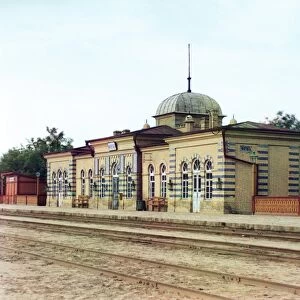 TURKMENISTAN: RAILROAD. A view of the raiload station in the village of Farab, Turkmenistan