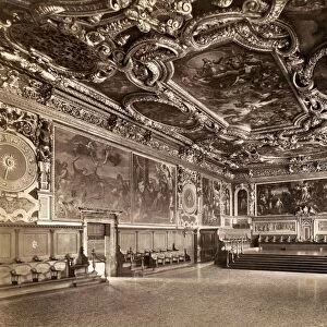 VENICE: SENATE CHAMBER. View of the Senate Chamber in the Doges Palace, Venice, Italy