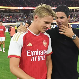 Arsenal and FC Barcelona: Mikel Arteta and Martin Odegaard Post-Match at 2023 Pre-Season Friendly in Inglewood