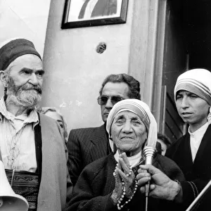 Albanian-born mother teresa at the opening of the muslim bectashian center in tirana, albania 1991