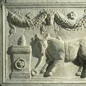 Altar with relief depicting sacrifice of bull (81-96 a. d. ), from Temple of Domitian at Ephesus, Turkey