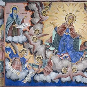 Bulgaria, Rila Monastery, fresco of Glory of Virgin at church of Nativity of Virgin