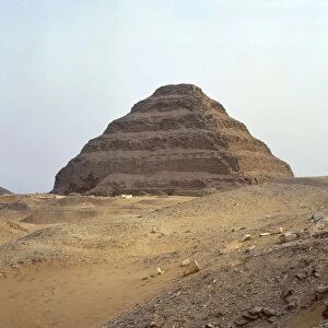 Egypt, Cairo, Ancient Memphis, Saqqara. Funerary monument to king Djoser Step Pyramid Old Kingdom, Dynasty III