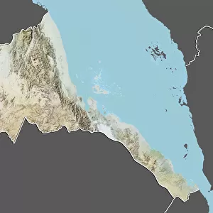 Eritrea, Relief Map With Border and Mask