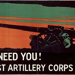 First World War - We need you! Coast Artillery Corps U. S. A, propaganda poster by Norman Tonson, 1917
