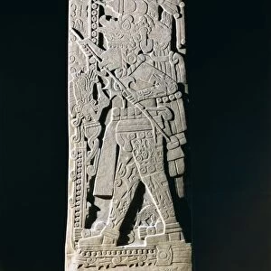 Huastec stele depicting Quetzacoatl priest sacrificing himself, from Huilozintla, Veracruz, Mexico
