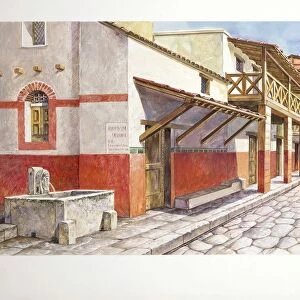 Italy, Campania, Ercolano, Reconstruction of Cardo IV, illustration
