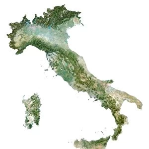 Italy, Relief Map With Province Boundaries