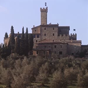 Italy, Tuscany, Val d Orcia Natural Park, Surroundings of Montalcino, Siena, Poggio alle Mura Castle, 15th century