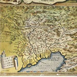 Map of Friuli Venezia Giulia region, from Theatrum Orbis Terrarum by Abraham Ortelius, 1528-1598, Antwerp, 1570