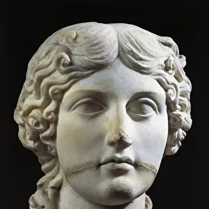 Marble head of Agrippina Elder (14 b. c. -33 a. d. ), granddaughter of Augustus, mother of Caligula, from Pergamon, Turkey