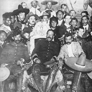 Mexican Revolution 1910-1913: Rodolfo Fierro (1880-1915) far right, stands by as Pancho Villa