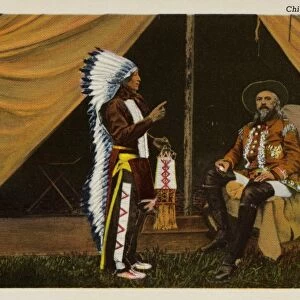 Postcard of Chief Iron Tail and Buffalo Bill. ca. 1920, A portrait of Buffalo Bill Cody, right, and Chief Iron Tail, also known as Cinta Muzza