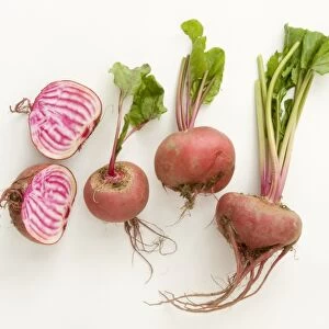 Radishes, with leaves still attached and sliced