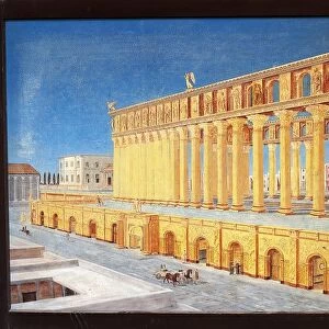 Reconstruction of Roman Forum of Carthage, Tunisia, watercolour painting