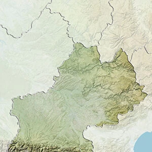 Region of Midi-Pyrenees, France, Relief Map