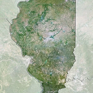 State of Illinois, United States, True Colour Satellite Image