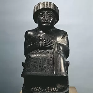 Statue of King Gudea (circa 2140- 2124 B. C. ) ruler of Lagash, known as the Little Gudea, from Telloh, diorite