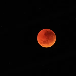 Lunar Eclipse with stars in the background. 28 July 2018. Longest lunar eclipse of the 21st century. The Blood Moon lasted 1 hour 43 minutes. Eyre Peninsula. South Australia