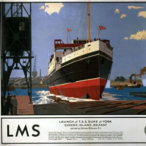 Launch of TSS Duke of York, LMS poster, 1935
