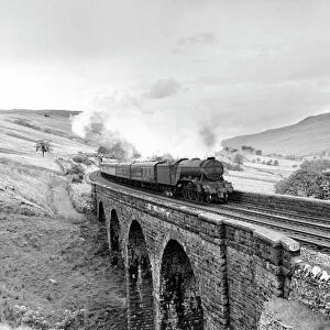 Steam locomotive Neil Gow, Ais Gill Viaduct, Settle and Carlisle line, 1960