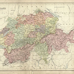 Antique map of Switzerland in the 19th Century