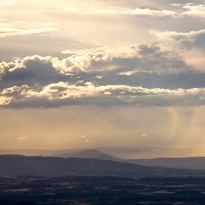 Atmospheric clouds over the Hegau region, from Mt Kaien, Hegau, Baden-Wurttemberg, Germany