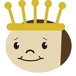 Digital cartoon of smiling girl wearing gold crown on head