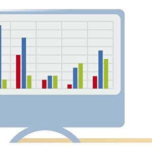 Digital illustration of graph on computer monitor