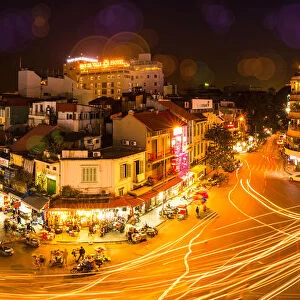 Hanoi Old Quarter panorama (Dong Kinh Nghia Thuc square) by night
