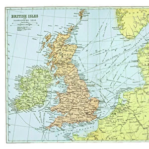 Old map of British Isles - Published 1894. Antique Illustration, Popular Encyclopedia Published 1894. Copyright has expired on this artwork