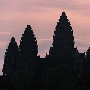 The silhouette of Angkor wat, Cambodia