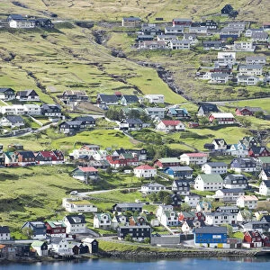 Townscape Vestmanna, Streymoy, Faroe Islands, Denmark