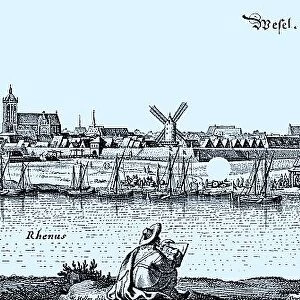 Wesel in the Middle Ages, North Rhine-Westphalia, Germany, Historical, digital reproduction of an original from the 19th century, original date unknown