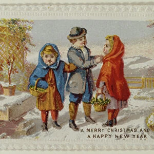 "A Merry Christmas and a Happy New Year", Victorian Christmas and New Year card