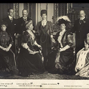 Ak Kaiser Wilhelm II, King of Spain, Queen of Norway, King Eduard (b / w photo)