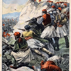 Albanians shoot at Turks in Istib in the Balkans, in "Le petit Parisien"on 28 / 04 / 1901 (engraving)