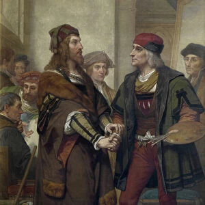 Albrecht Durer visiting Quinten Massijs (oil on canvas)