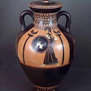 Amphora with representation of the goddess Athena, terracotta, 550-500 BC