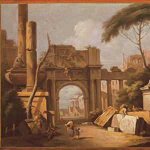 Ancient Ruins with a Great Arch and a Column, c. 1735-40 (oil on canvas)